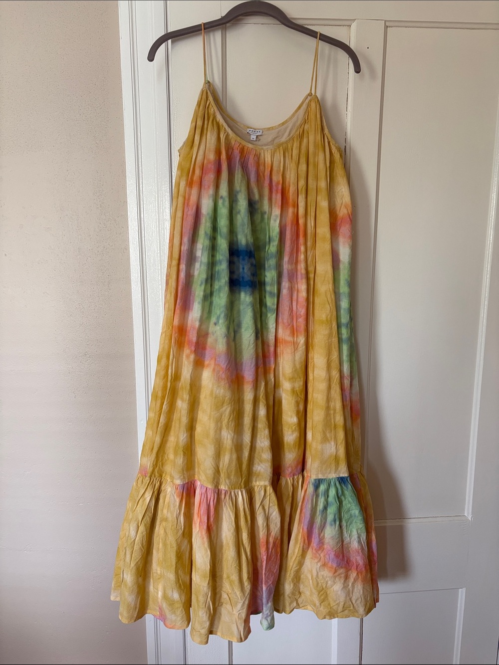 Rhode Resort Yellow Tie-Dye Spaghetti Strap Summer Dress, XS, NWT